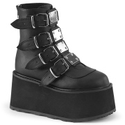 Black Leatherette 9 cm DAMNED-105 ankle boots with buckles