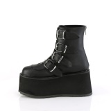 Black Leatherette 9 cm DAMNED-105 ankle boots with buckles