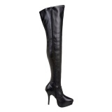 Black Matte 13,5 cm INDULGE-3000 Thigh High Boots for Men