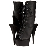 Black Matte 15,5 cm DELIGHT-1016 Open Toe Platform Ankle Calf Boots