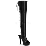 Black Matte 15,5 cm DELIGHT-3017 Platform Thigh High Boots