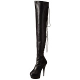 Black Matte 15,5 cm DELIGHT-3063 Platform Thigh High Boots