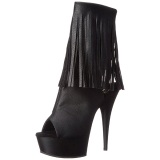 Black Matte 15 cm DELIGHT-1019 womens fringe ankle boots high heels