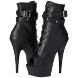 Black Matte 15 cm DELIGHT-1033 Open Toe Platform Ankle Calf Boots