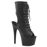 Black Matte 18 cm ADORE-1016 Open Toe Platform Ankle Calf Boots