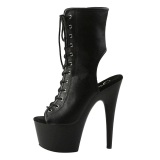 Black Matte 18 cm ADORE-1016 Open Toe Platform Ankle Calf Boots