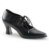 Black Matte 7 cm retro vintage VICTORIAN-03 Pumps with low heels