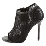 Black Mesh 13 cm AMUSE-56 High Heeled Evening Pumps Shoes