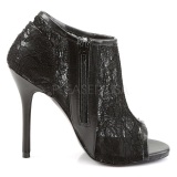 Black Mesh 13 cm AMUSE-56 High Heeled Evening Pumps Shoes