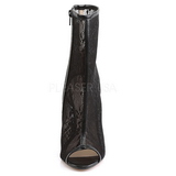 Black Mesh 13 cm SEXY-1008 Open Toe Women Ankle Calf Boots
