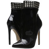 Black Patent 13 cm SEXY-1006 Flat Ankle Calf Boots Women