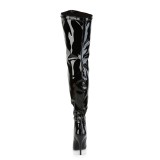 Black Patent 13 cm thigh high stretch overknee boots with wide calf
