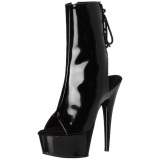 Black Patent 15 cm DELIGHT-1018 Platform Ankle Calf Boots