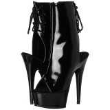 Black Patent 15 cm DELIGHT-1018 Platform Ankle Calf Boots