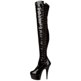 Black Patent 15 cm DELIGHT-3050 Platform Thigh High Boots