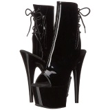 Black Patent 18 cm Pleaser ADORE-1018 Platform Ankle Calf Boots