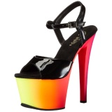 Black Patent 18 cm RAINBOW-309UV High Heeled Sandal Neon Platform