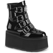 Black Patent 9 cm DAMNED-105 ankle boots with buckles
