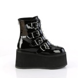 Black Patent 9 cm DAMNED-105 ankle boots with buckles