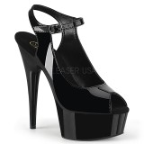 Black Patent Shiny 15 cm DELIGHT-655 Sling Back Pumps Shoes