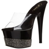 Black Rhinestone 18 cm Pleaser ADORE-701-3 Mules High Heels Platform