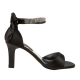 Black Rhinestone 8,5 cm ROMANCE-372 Womens High Heel Sandals