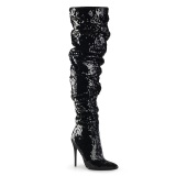 Black Sequins 13 cm COURTLY-3011 Pleaser Overknee Boots