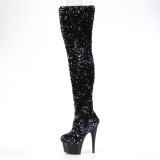 Black Sequins 20 cm ADORE-3020 Exotic pole dance overknee boots