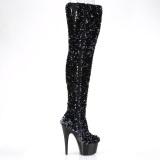 Black Sequins 20 cm ADORE-3020 Exotic pole dance overknee boots