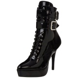 Black Shiny 13,5 cm INDULGE-1026 Womens Ankle Boots for Men