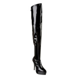 Black Shiny 13,5 cm INDULGE-3000 Thigh High Boots for Men