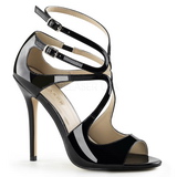 Black Shiny 13 cm AMUSE-15 High Heeled Evening Sandals