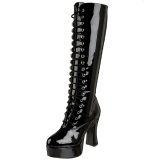 Black Shiny 13 cm ELECTRA-2020 High Heeled Womens Boots for Men