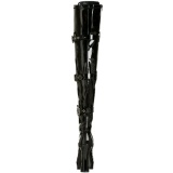 Black Shiny 13 cm ELECTRA-3028 Thigh High Boots for Men