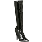 Black Shiny 13 cm SEDUCE-2000 High Heeled Womens Boots for Men