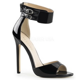 Black Shiny 13 cm SEXY-19 High Heeled Evening Sandals