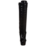 Black Shiny 15,5 cm DELIGHT-2023 Platform Knee Boots