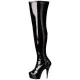 Black Shiny 15,5 cm DELIGHT-3000 High Heeled Overknee Boots