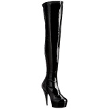 Black Shiny 15,5 cm DELIGHT-3000 High Heeled Overknee Boots