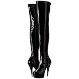 Black Shiny 15,5 cm DELIGHT-3000 High Heeled Overknee Boots