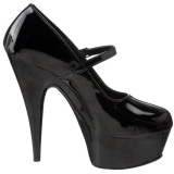 Black Shiny 15 cm PLEASER DELIGHT-687 Platform Pumps