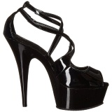 Black Shiny 15 cm Pleaser DELIGHT-612 Platform Pumps