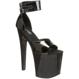 Black Shiny 20 cm XTREME-875 Platform High Heels Shoes