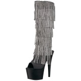 Black Strass 18 cm ADORE-2024RSF womens fringe boots high heels