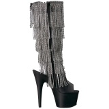 Black Strass 18 cm ADORE-2024RSF womens fringe boots high heels