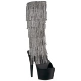 Black Strass 18 cm ADORE-2024RSF womens fringe boots high heels