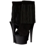 Black Suede 18 cm ADORE-1019 womens fringe ankle boots high heels