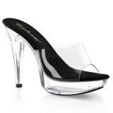 Black Transparent 14 cm COCKTAIL-501 Mules High Heels Platform