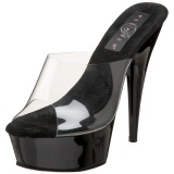 Black Transparent 15,5 cm DELIGHT-601 Platform High Mules