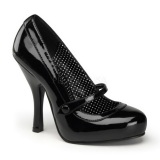 Black Varnished 12 cm retro vintage CUTIEPIE-02 mary jane pumps with hidden platform